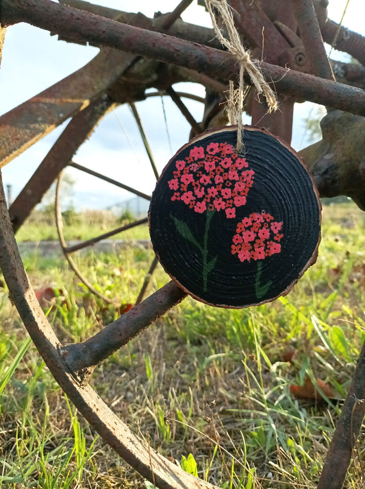Suspension rondin Hortensia rose